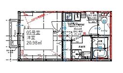 春日部市粕壁東3丁目アパート 1Kの間取図画像