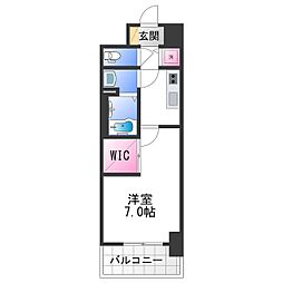 南海線 石津川駅 徒歩6分の賃貸マンション 9階1Kの間取り