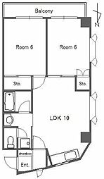 ベルカーサカモチ 2LDKの間取図画像