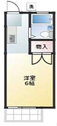石道ハイツB棟 1Kの間取図画像