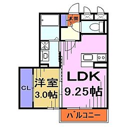 アドラーブル2 1LDKの間取図画像