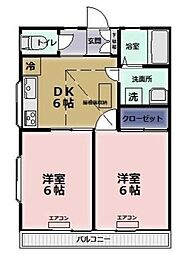 サンハイツ 2DKの間取図画像