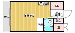 プチメゾン室見 ワンルームの間取図画像