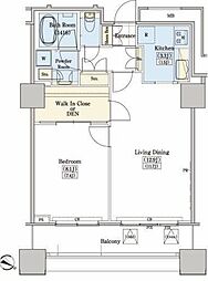 レジディアタワー上池袋タワーサイド 1LDKの間取図画像
