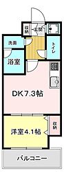 ONEROOFFLATTENJINBASHI 1DKの間取図画像