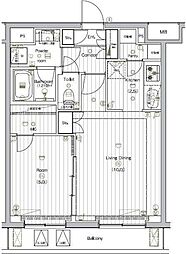 THEPREMIUMCUBEGOSAKI 1LDKの間取図画像