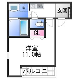 フジパレス紀伊中ノ島ウエスト 1Kの間取図画像