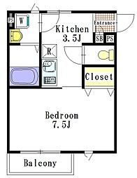 パークサイド光ヶ丘 1Kの間取図画像