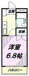 グラドゥアーレ2 1Kの間取図画像