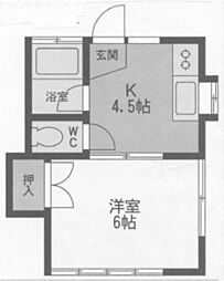 マウントハイツ 1Kの間取図画像