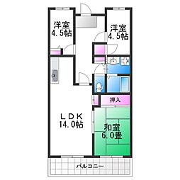 シティハイム平成 3LDKの間取図画像