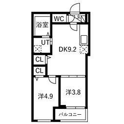 CALME 2LDKの間取図画像
