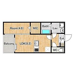 ジーメゾン青梅河辺町 1LDKの間取図画像
