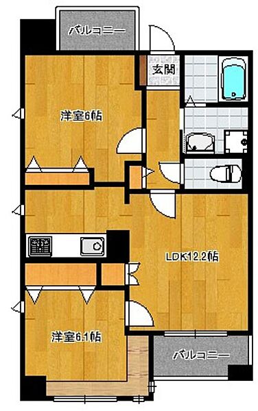 レジディア天神南 701｜福岡県福岡市中央区渡辺通３丁目(賃貸マンション2LDK・7階・56.63㎡)の写真 その2