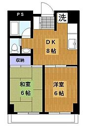 グリーンパークハイライズマンション 2DKの間取図画像