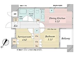 アクティ東仲通り 2DKの間取図画像