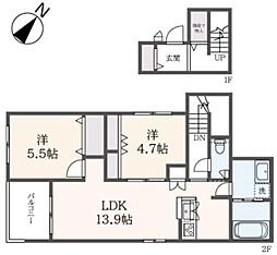 (仮称)稲城市押立ヘーベルメゾン 2LDKの間取図画像