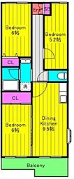 サンスーシー 3LDKの間取図画像