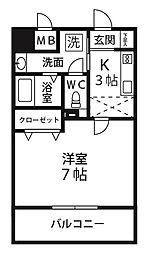クレストヒルズ 1Kの間取図画像