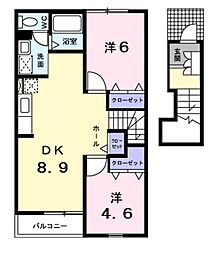 メゾン・アンソレイエ 2DKの間取図画像