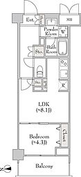 FORECITY大岡山 1LDKの間取図画像