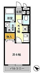 プリムヴェールJ 1Kの間取図画像