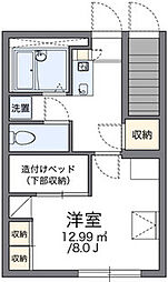 レオパレスリリオン 1階1Kの間取り