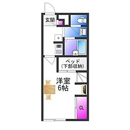 レオパレスサンガ 1Kの間取図画像