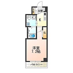 ラシーヌ天王寺町南 1Kの間取図画像