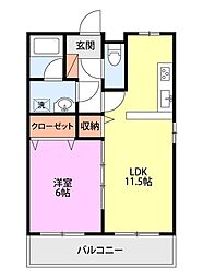 セグメント27くびき野 1LDKの間取図画像