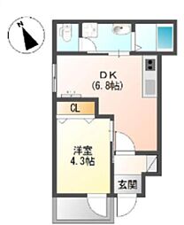 ラピスラズリ 1DKの間取図画像
