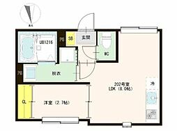 ハーモニーテラス仲六郷 1LDKの間取図画像