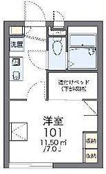 レオパレスレーブメルベーユ 1Kの間取図画像