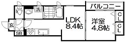 クリオーレ藤阪東町 1LDKの間取図画像