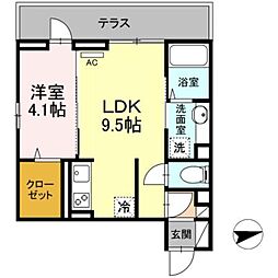 ラ・パーチェ 1LDKの間取図画像
