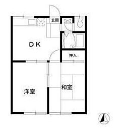 エステートピアフジミ 2DKの間取図画像