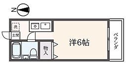 ハタノコーポ程久保1 1Kの間取図画像