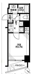 プレール・ドゥーク豊洲 1Kの間取図画像