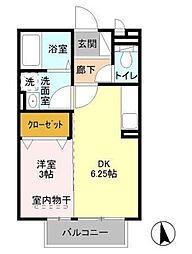 ルミエール吉川 1DKの間取図画像