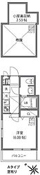 プラウランド京王堀之内 1Kの間取図画像