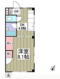 柏東ハイツ 1Kの間取図画像