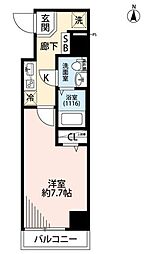 プレール・ドゥーク住吉2 1Kの間取図画像