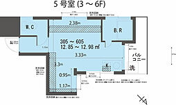 天空MURA 1Kの間取図画像