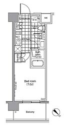 パークハビオ赤坂 9階1Kの間取り
