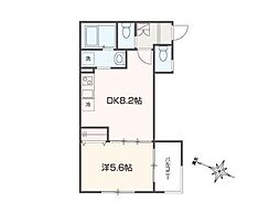 大和市上草柳3丁目アパート 1LDKの間取図画像