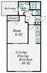 コンフォシード東坂下 5階1LDKの間取り