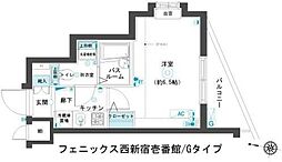 フェニックス西新宿壱番館 1Kの間取図画像