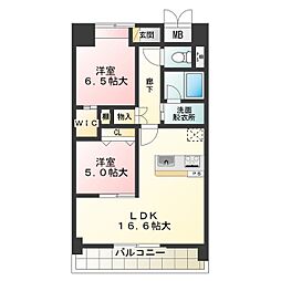 シュワーブ三国ヶ丘 2LDKの間取図画像