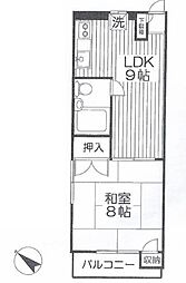 大倉山ハイツ 1LDKの間取図画像