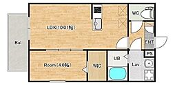 ジーメゾン八千代カンター 1LDKの間取図画像